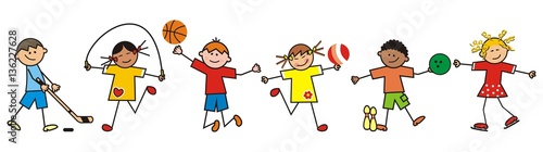 children and sport, vector icon,