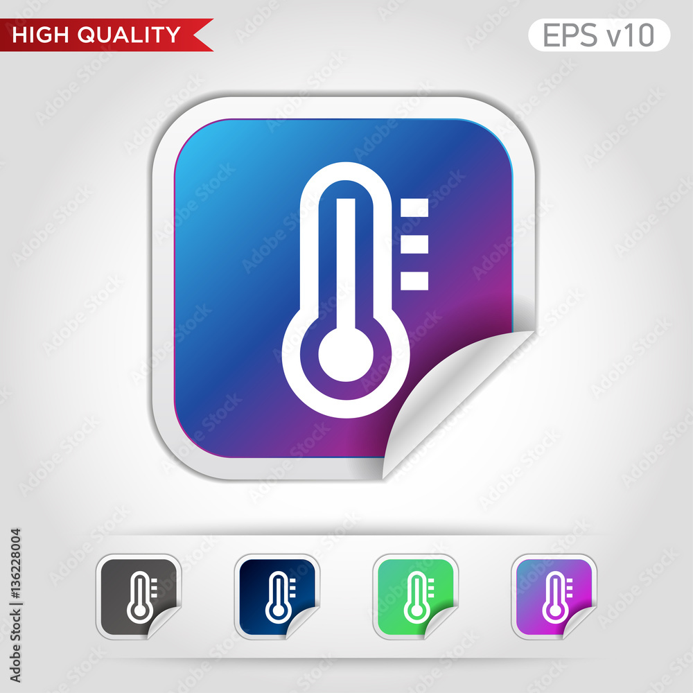 Thermometer icon. Button with thermometer icon. Modern UI vector. Thermometer icon. Button with thermometer icon. Modern UI vector.