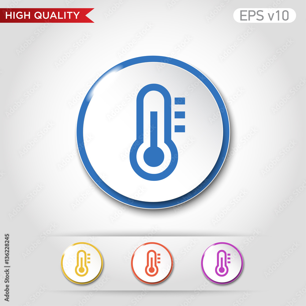 Thermometer icon. Button with thermometer icon. Modern UI vector. Thermometer icon. Button with thermometer icon. Modern UI vector.