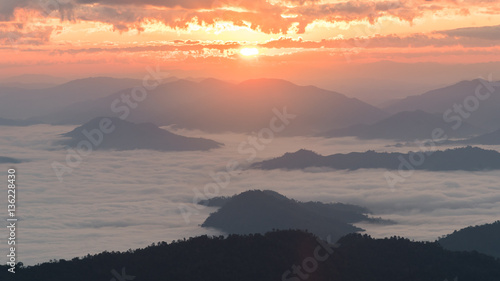 Peak of mountain and cloudscape at Phu chi fa in Chiang rai,Thailand © Natapol