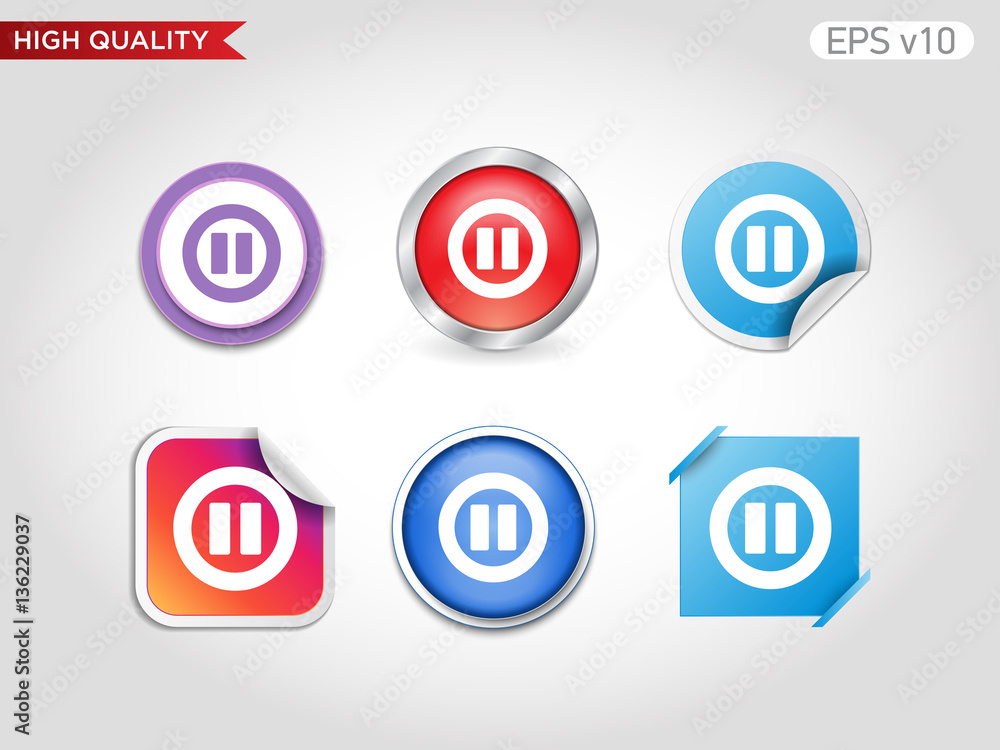 Pause icon. Button with pause icon. Modern UI vector. Pause icon. Button with pause icon. Modern UI vector.