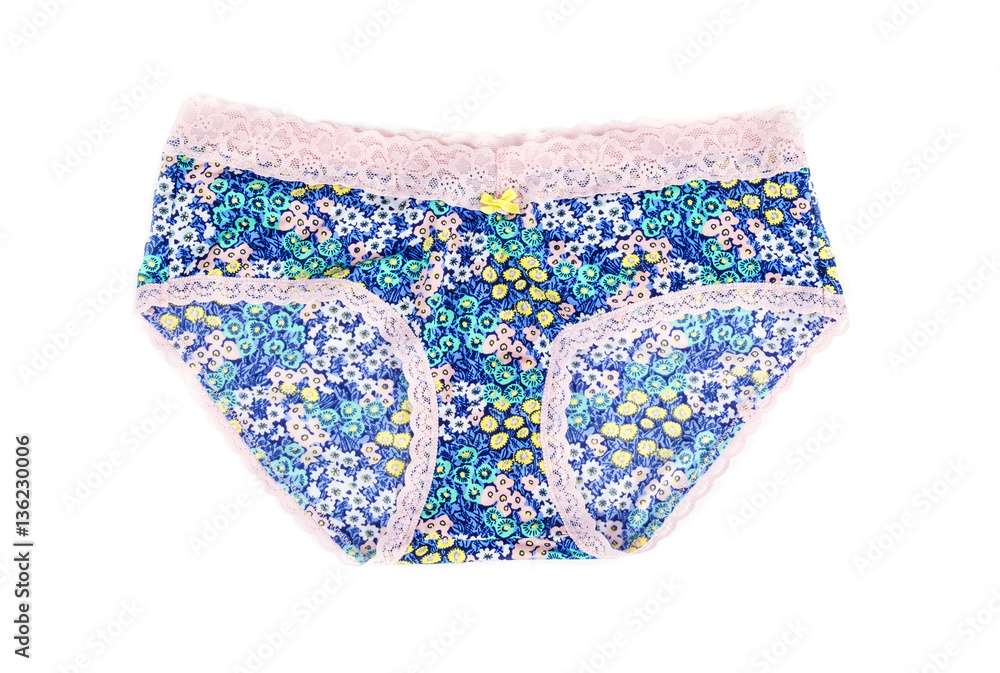 Floral Panties with Lace Trims Isolated on White Floral Panties with Lace Trims Isolated on White