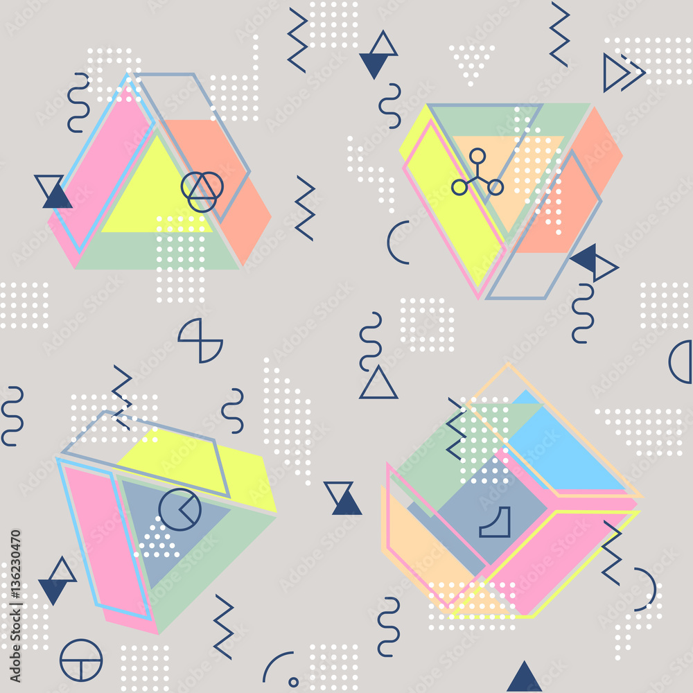 Geometric abstract seamless pattern. Simple motif background. Co