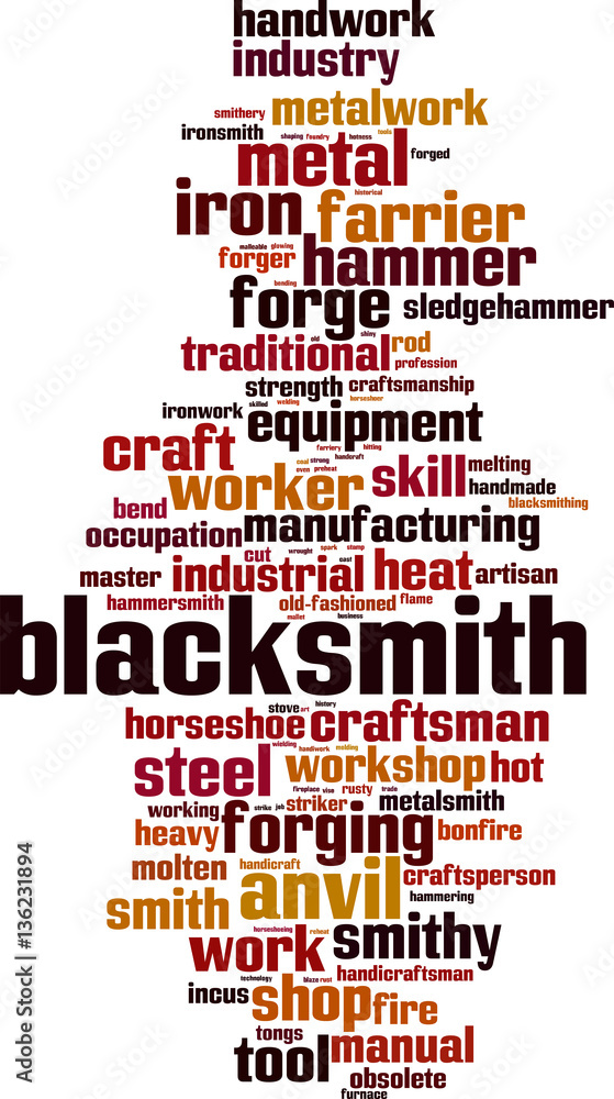 Blacksmith word cloud concept. Vector illustration Blacksmith word cloud concept. Vector illustration