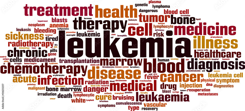 Leukemia word cloud concept. Vector illustration