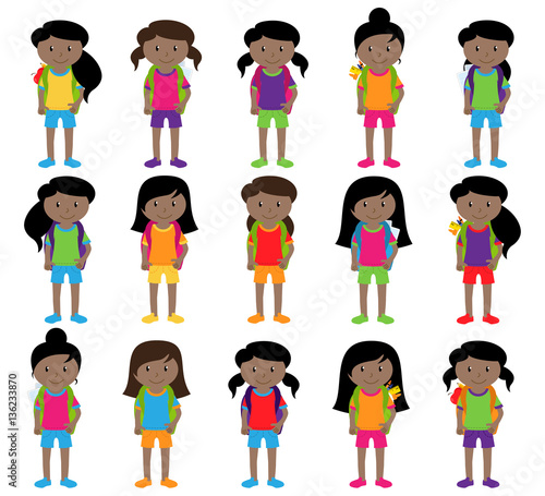 Collection of Cute and Diverse Vector Format Female Students or Graduates