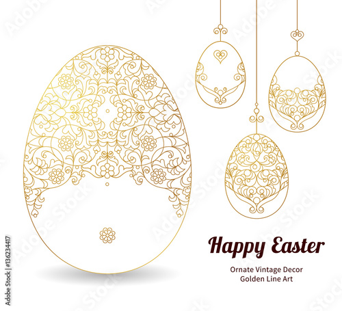 Floral ornamental egg. Happy Easter.