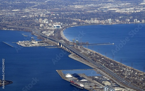 aerial view of the Skyway bridge in Hamilton Ontario Canada photo