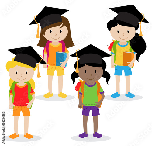 Collection of Cute and Diverse Vector Format Female Students or Graduates