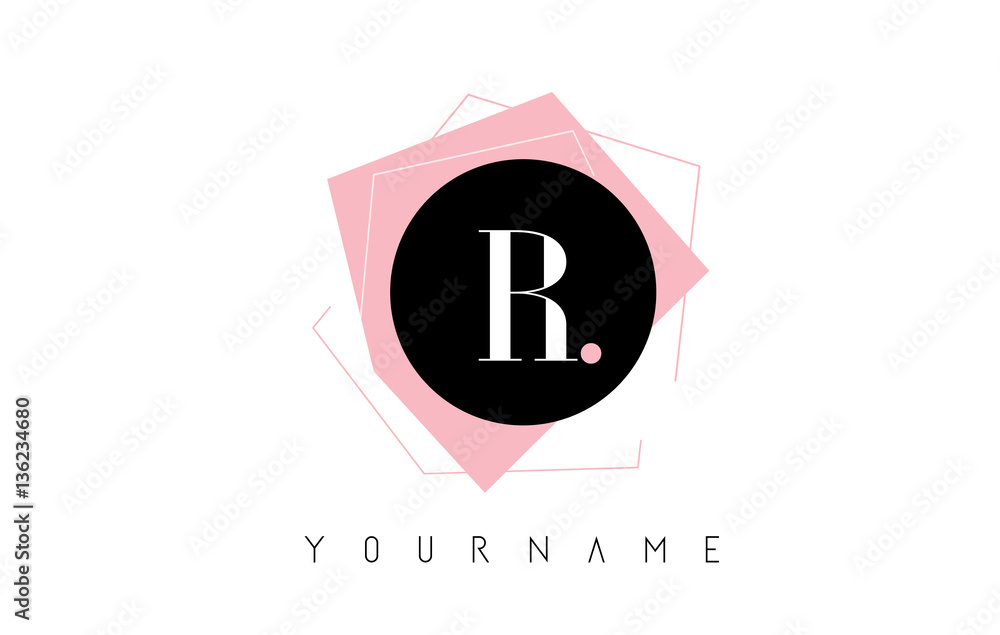 R Letter Pastel Geometric Shaped Logo Design.