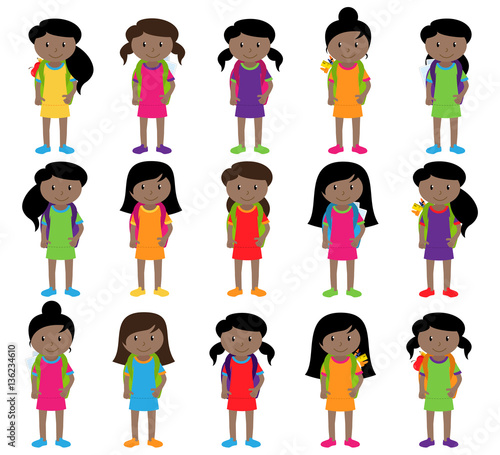 Collection of Cute and Diverse Vector Format Female Students or Graduates