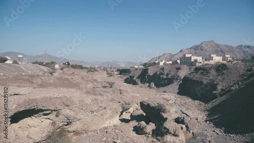 The mountainous terrain in the eastern country. Desert nature in the United Arab Emirates. photo