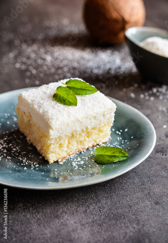 Delicious cake with coconut and ricotta topping