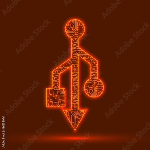 Abstract USB icons. Abstract symbol of communication of data. Vector illustration