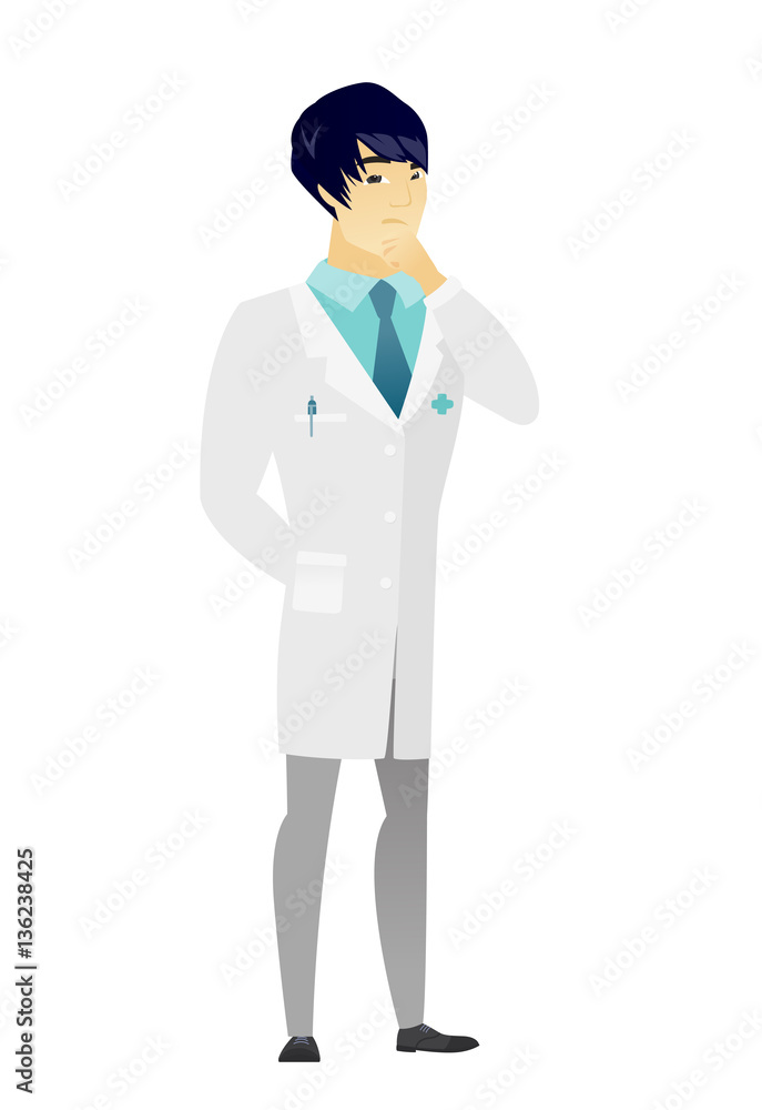 Asian doctor thinking vector illustration Asian doctor thinking vector illustration