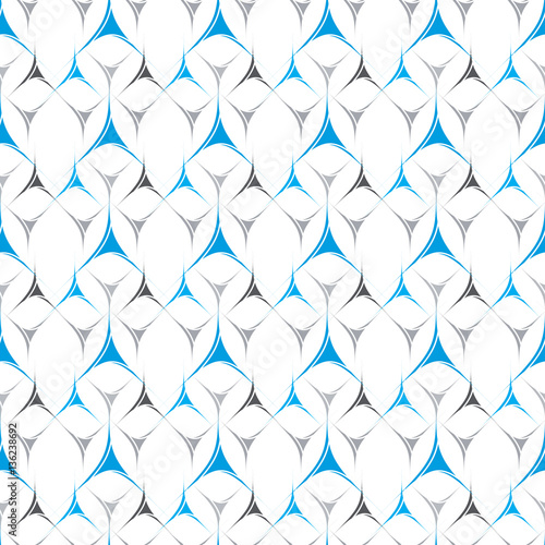 Seamless vector warped triangles pattern in blue and gray colors on white background. Endless texture for documents, textile, wrap or wallpaper.
