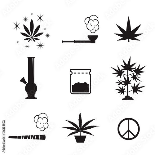 Cannabis icons set