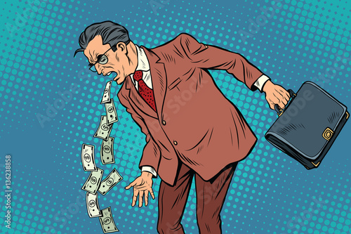 Businessman sick of money
