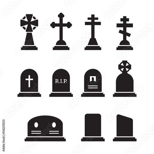 Grave icons set