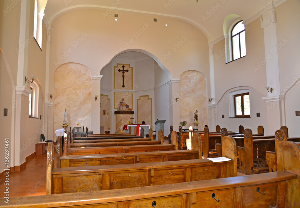 Interior of Roman Catholic parish of the Grieving Mother of God.