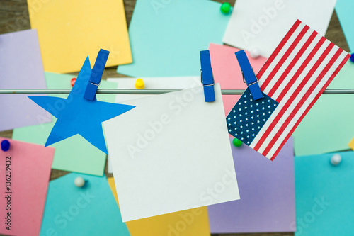 Patriotic Concept - USA (America) - information holidays, dates and events Note ped for text  photo
