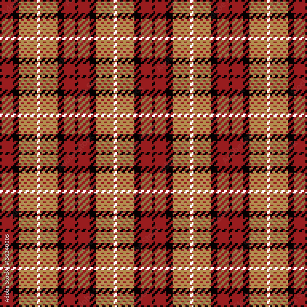 Pixel Plaid in Red and Gold