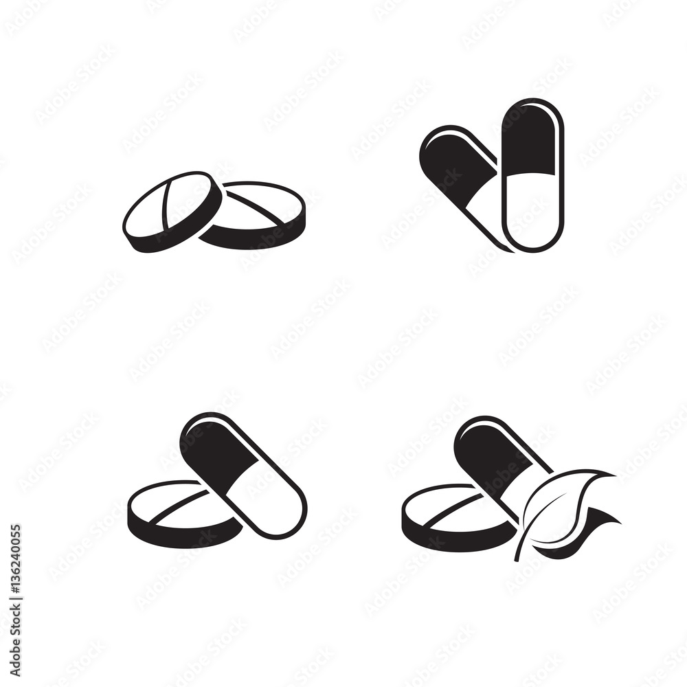 Medical pills sign icons Medical pills sign icons