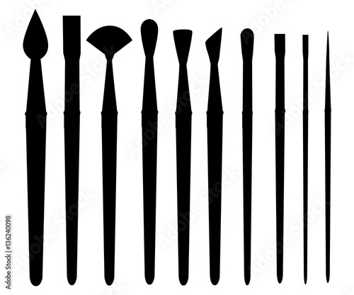 Paint brush set on a white background. Vector collection for artist