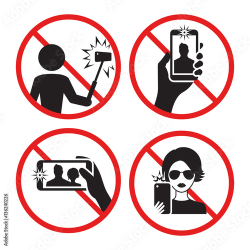 NO Selfie icons set