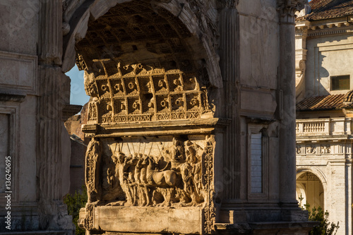 Arch of Titus relief in evening sun
