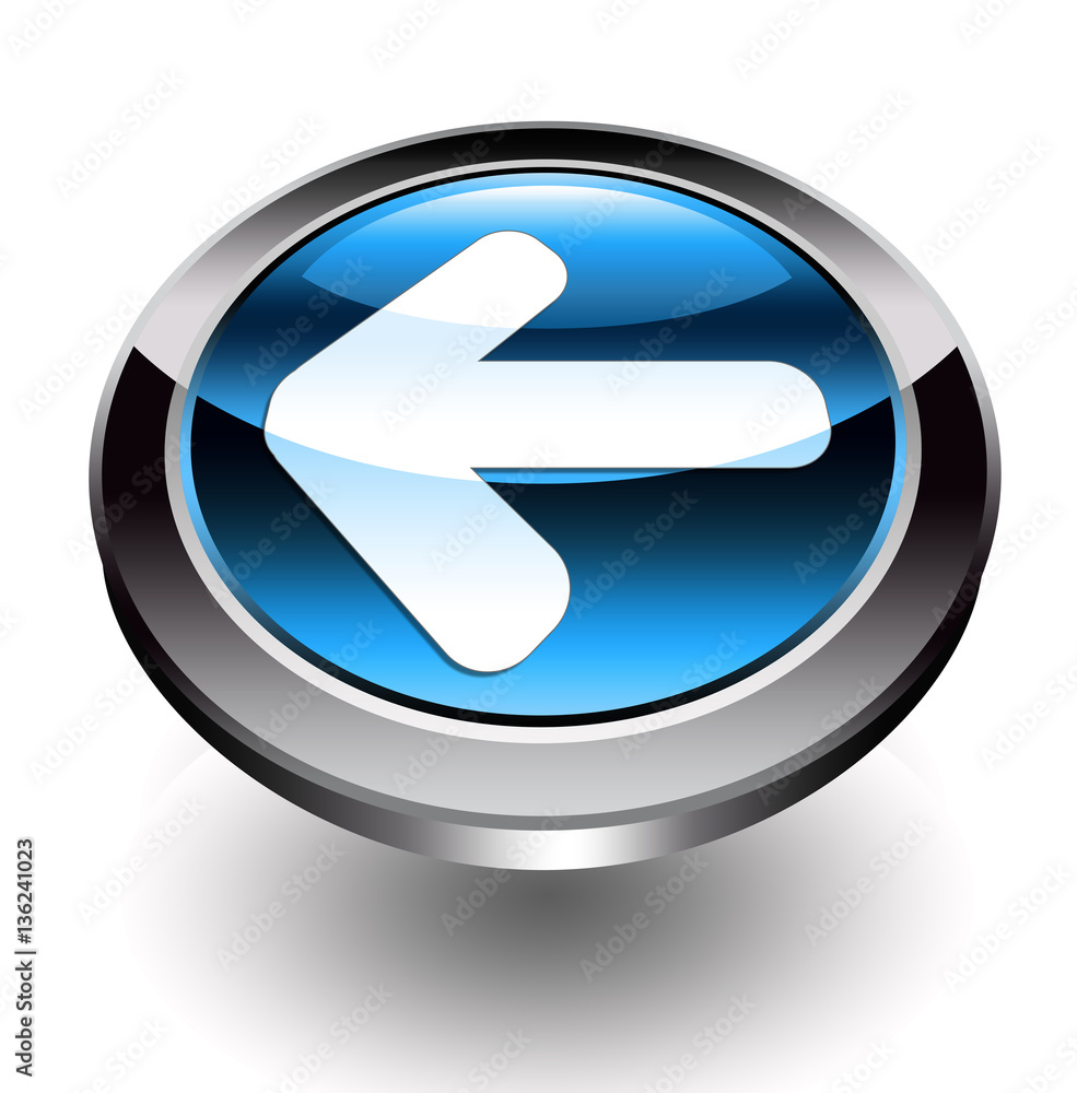 3D blue left arrow button with silver edge 3D blue left arrow button with silver edge
