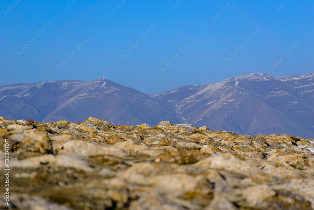 Beautiful nature landscape with stones and mountains, Armenia