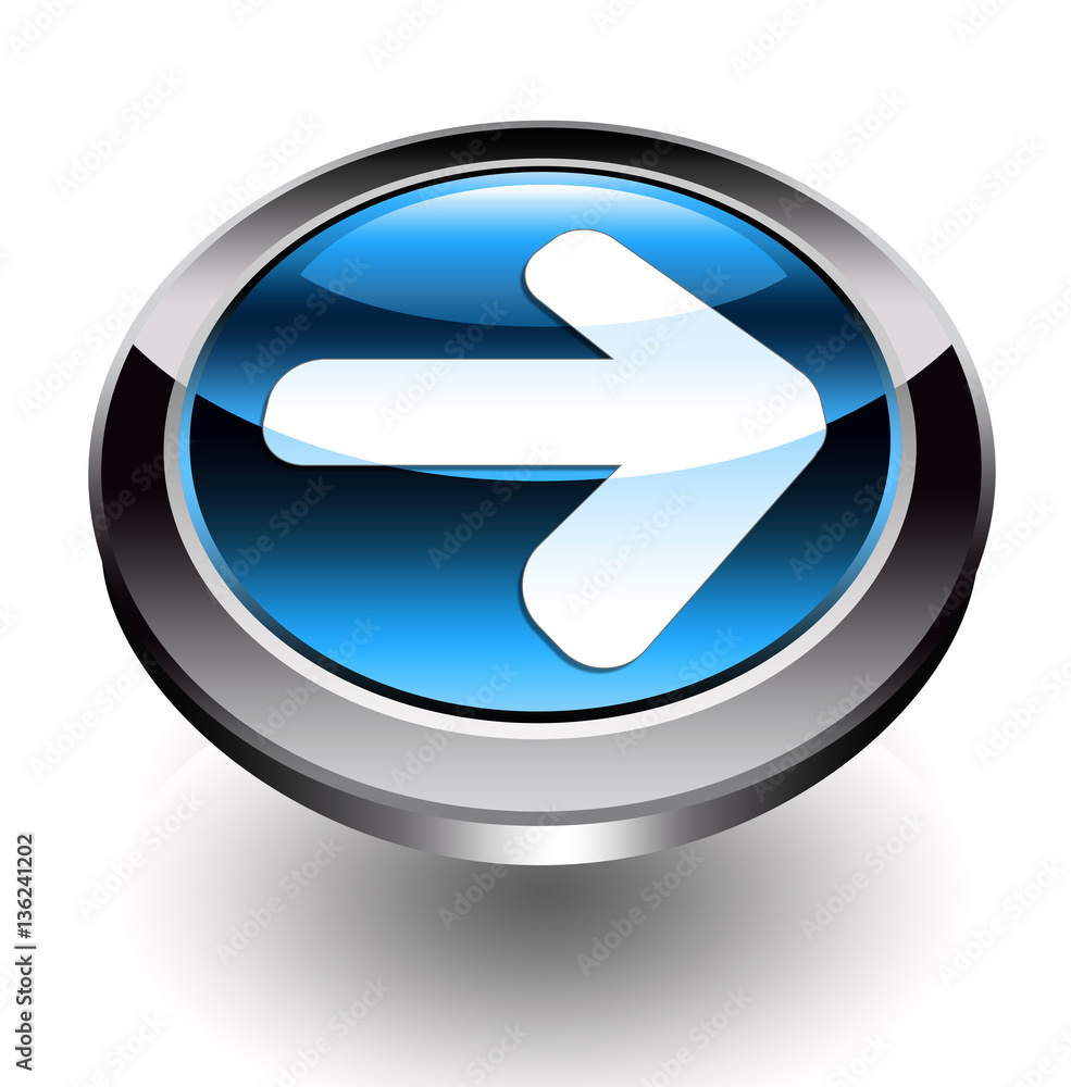 3D blue right arrow button with silver edge 3D blue right arrow button with silver edge