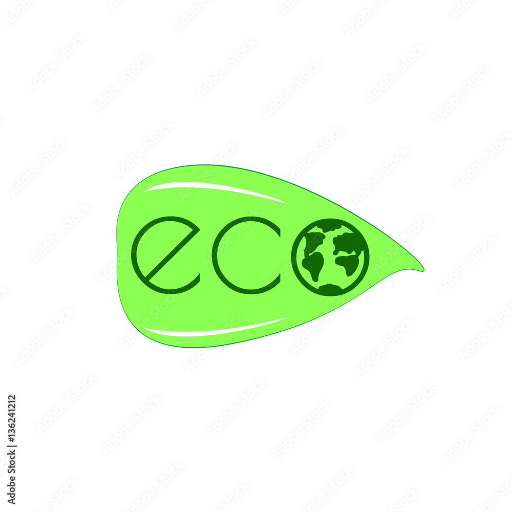 Green eco friendly label, abstract leaf Green eco friendly label, abstract leaf