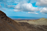 Wide view of Volcanic Landscape with Blue Sky