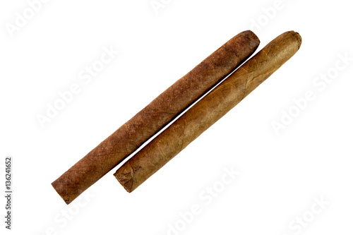 Two fine cigars on white background