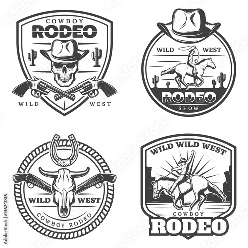 Monochrome Vintage Rodeo Emblems Set