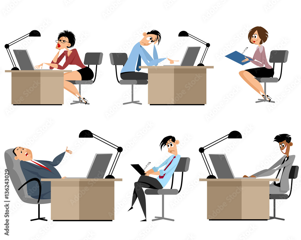 Six businessmen at workplace