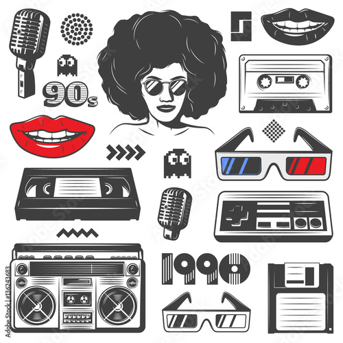 Vintage 90s Style Elements Set