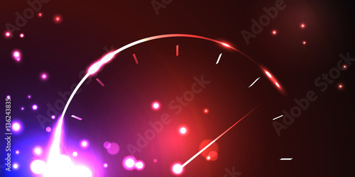 Abstract speedometer in the luminous background. Vector illustration.