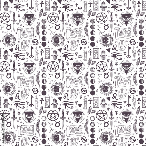 Vector esoteric astrology symbols pattern
