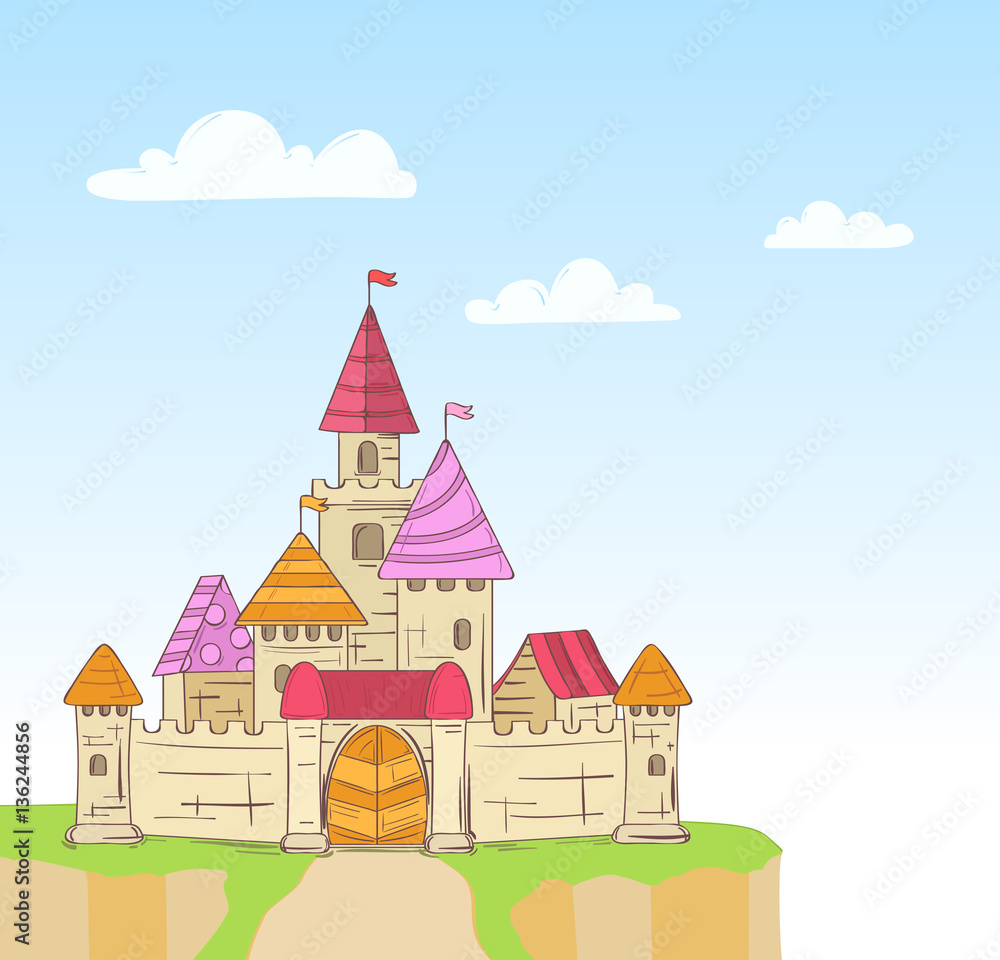 Cartoon Fairy Tale Castle. vector