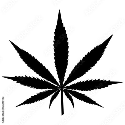 Silhouette of leaf of cannabis