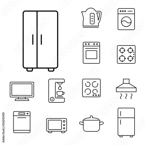 fridge freezer refrigerator condenser household appliance icons