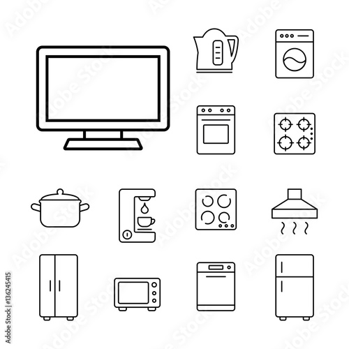 tv television monitor media household appliance icons set