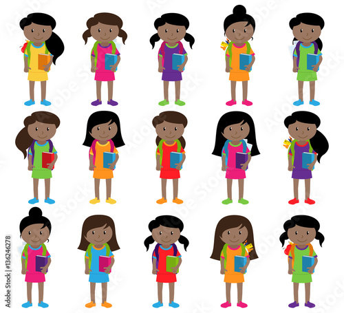 Collection of Cute and Diverse Vector Format Female Students or Graduates