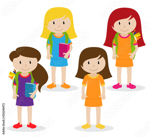 Collection of Cute and Diverse Vector Format Female Students or Graduates