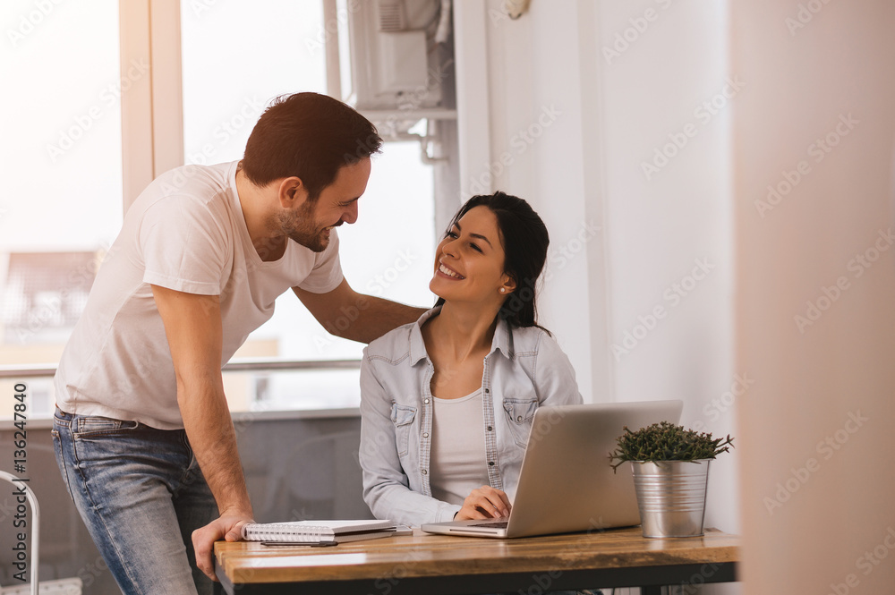 Business woman getting help with her assignment Business woman getting help with her assignment