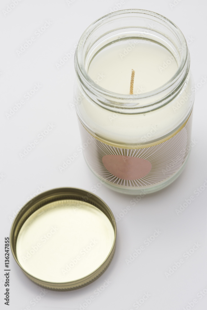 White Candle in a Glass Jar White Candle in a Glass Jar