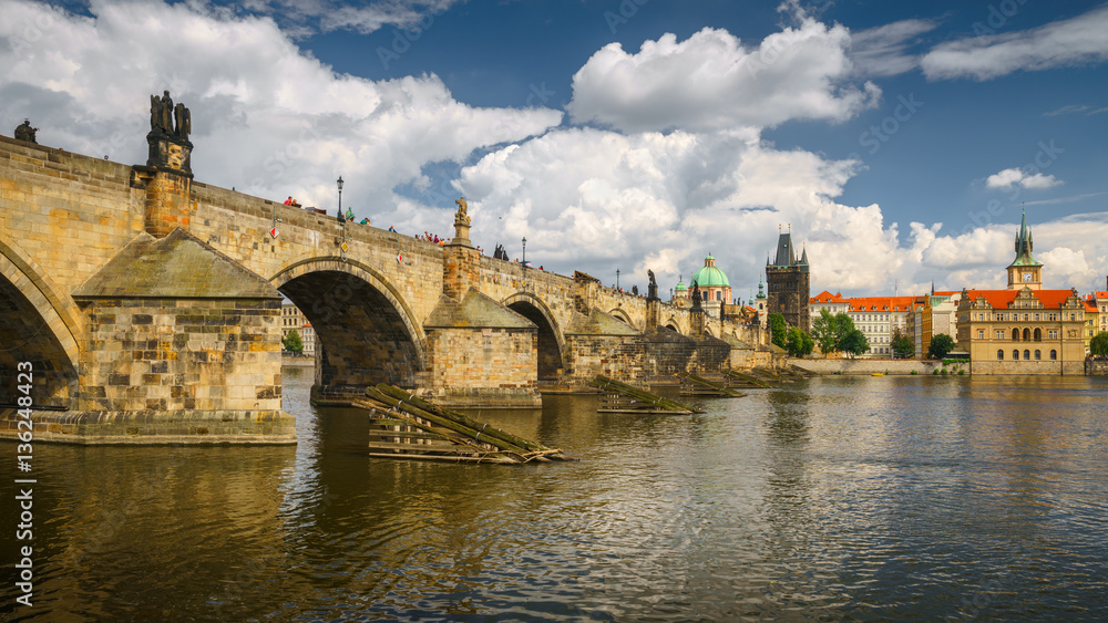 view on Charles bridge (Karluv most), Prague, Czech republic